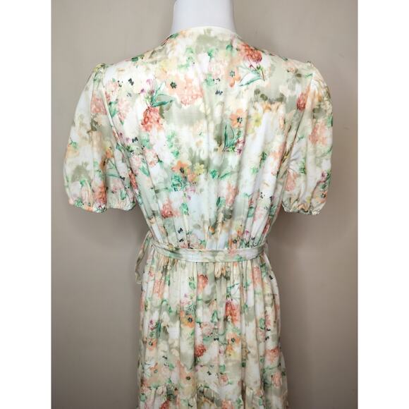 Alex Marie Floral Wrap Dress Midi Short Sleeve Cottage Boho - Picture 12 of 13